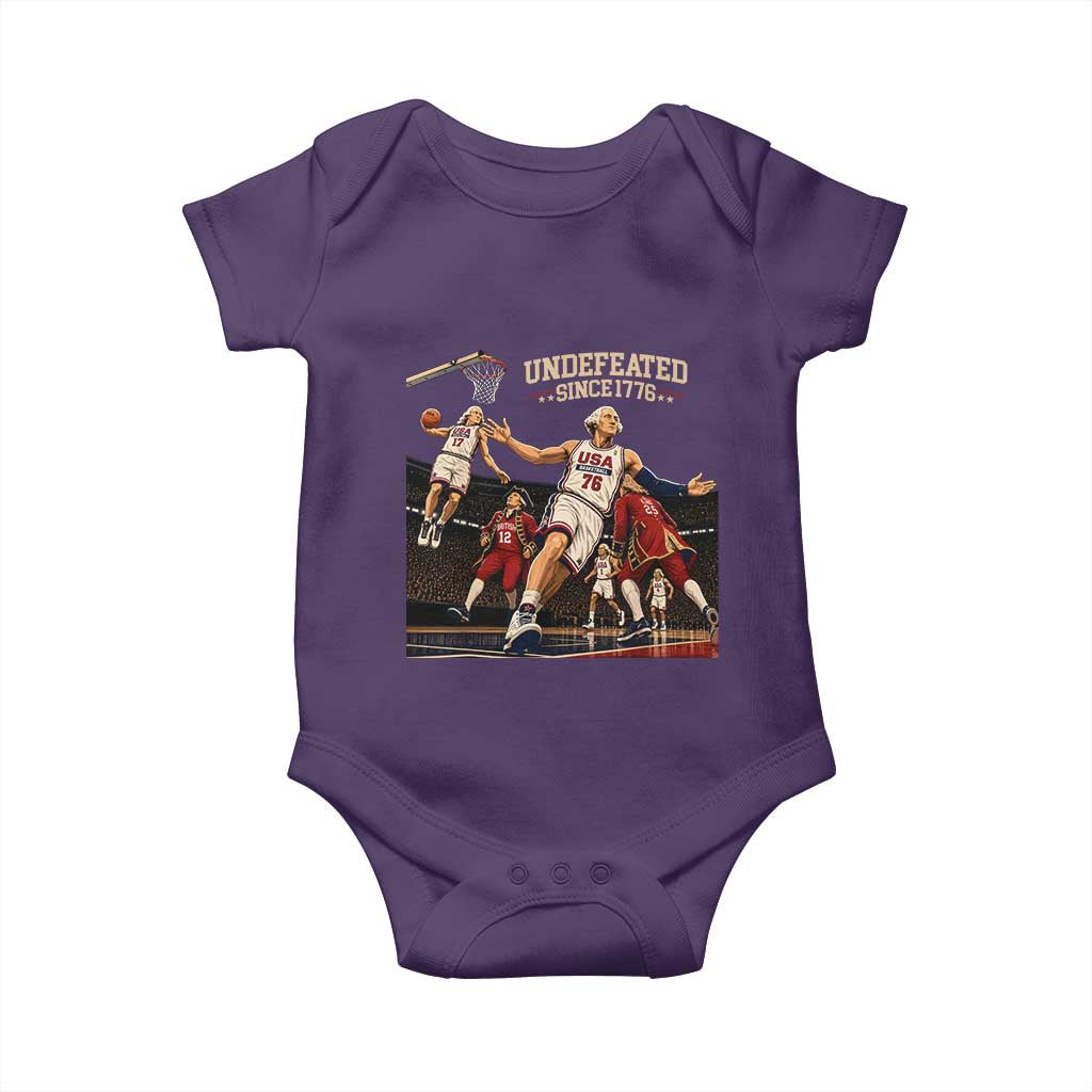 Undefeated Since 1776 George Washington Basketball Baby Onesie Funny USA Dream Team Founding Fathers Slam Dunk Patriotic Sports