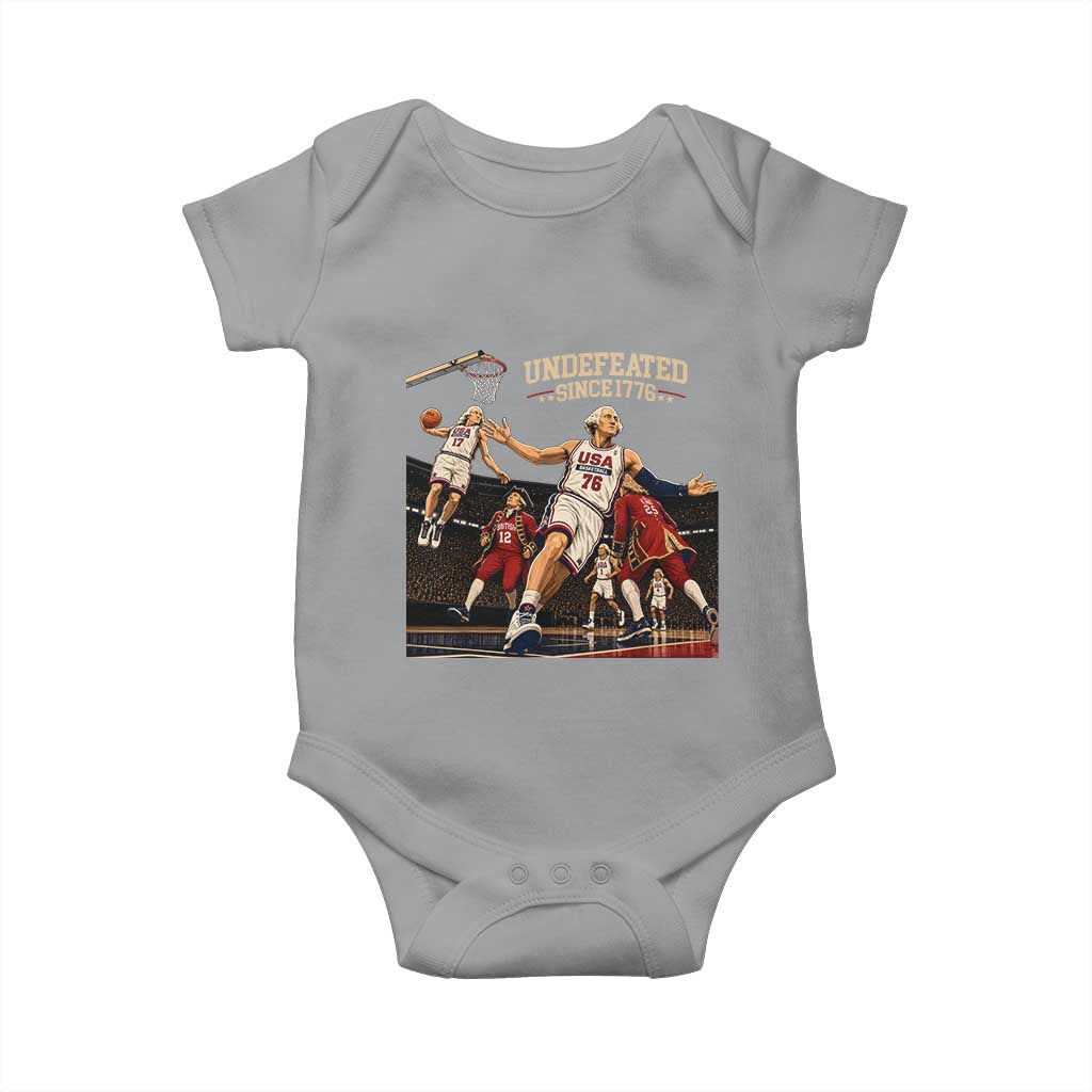 Undefeated Since 1776 George Washington Basketball Baby Onesie Funny USA Dream Team Founding Fathers Slam Dunk Patriotic Sports
