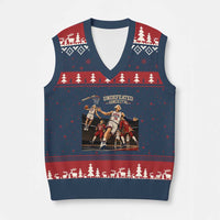 Undefeated Since 1776 George Washington Basketball V-Neck Knit Sweater Vest Funny USA Dream Team Founding Fathers Slam Dunk Patriotic Sports