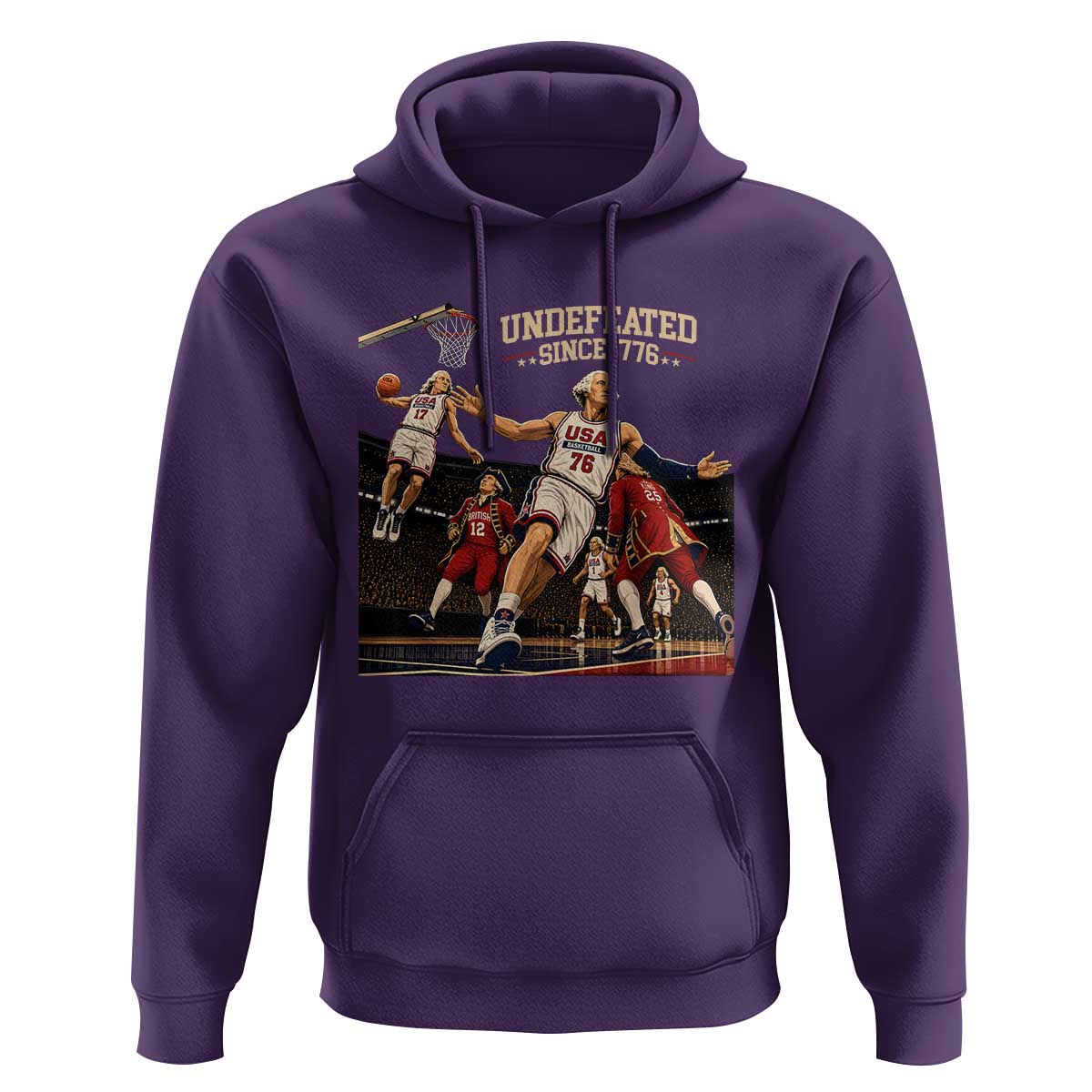 Undefeated Since 1776 George Washington Basketball Hoodie Funny USA Dream Team Founding Fathers Slam Dunk Patriotic Sports
