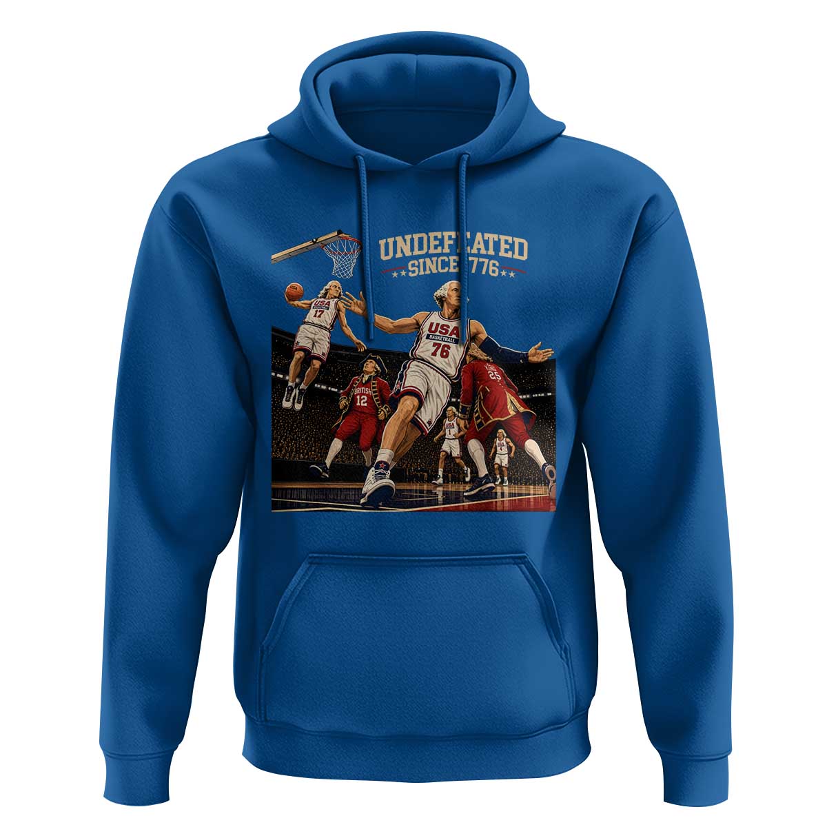 Undefeated Since 1776 George Washington Basketball Hoodie Funny USA Dream Team Founding Fathers Slam Dunk Patriotic Sports