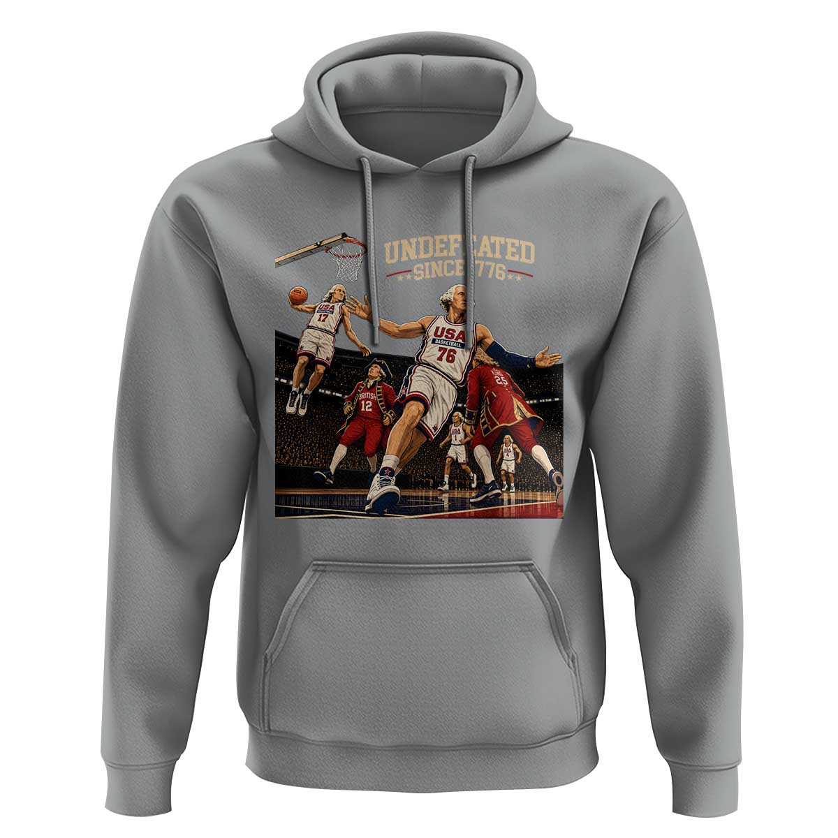 Undefeated Since 1776 George Washington Basketball Hoodie Funny USA Dream Team Founding Fathers Slam Dunk Patriotic Sports