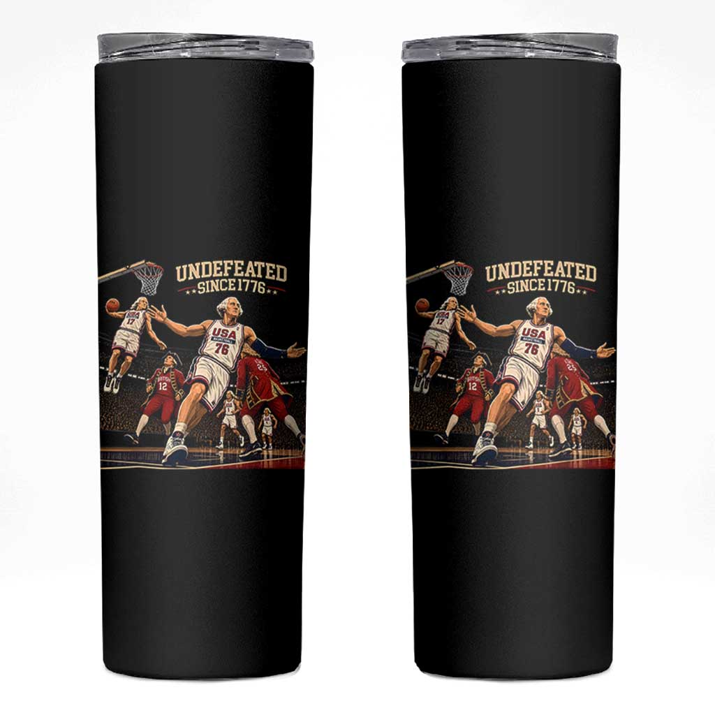 Undefeated Since 1776 George Washington Basketball Skinny Tumbler Funny USA Dream Team Founding Fathers Slam Dunk Patriotic Sports