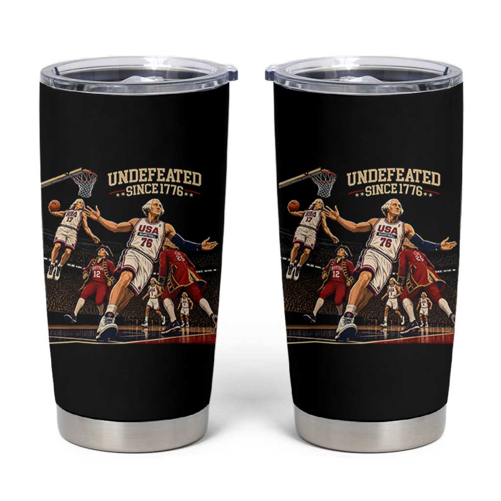 Undefeated Since 1776 George Washington Basketball Tumbler Cup Funny USA Dream Team Founding Fathers Slam Dunk Patriotic Sports