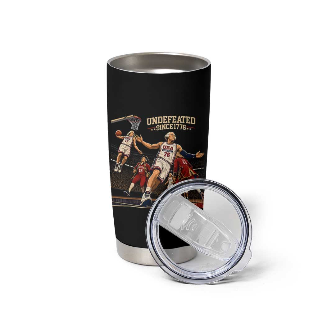 Undefeated Since 1776 George Washington Basketball Tumbler Cup Funny USA Dream Team Founding Fathers Slam Dunk Patriotic Sports