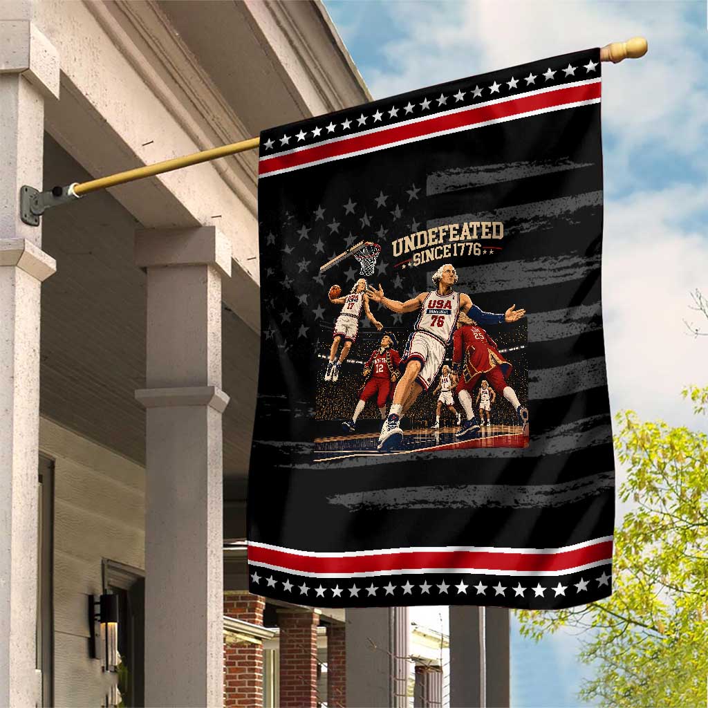 Undefeated Since 1776 George Washington Basketball Patriotic Garden Flag Funny USA Dream Team Founding Fathers Slam Dunk Sports