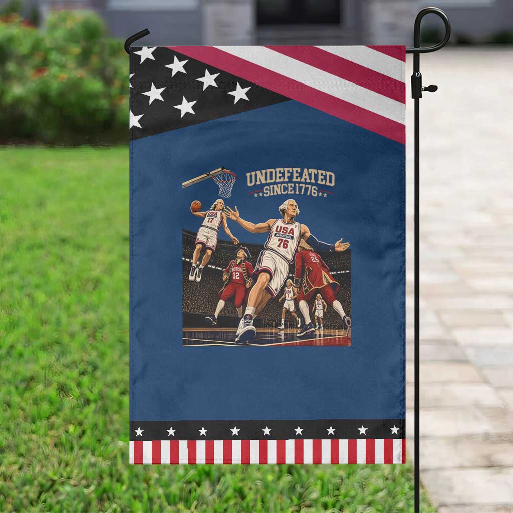 Undefeated Since 1776 George Washington Basketball Patriotic Garden Flag Funny USA Dream Team Founding Fathers Slam Dunk Sports