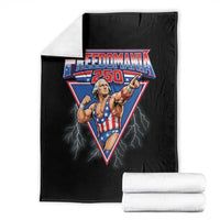Freedomania 250 George Washington Wrestler Graphic Throw Blanket Funny Muscular President Lightning 1776 to 2026 Semiquincentennial