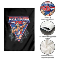 Freedomania 250 George Washington Wrestler Graphic Garden Flag Funny Muscular President Lightning 1776 to 2026 Semiquincentennial