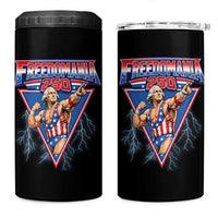 Freedomania 250 George Washington Wrestler Graphic 4 in 1 Can Cooler Tumbler Funny Muscular President Lightning 1776 to 2026 Semiquincentennial