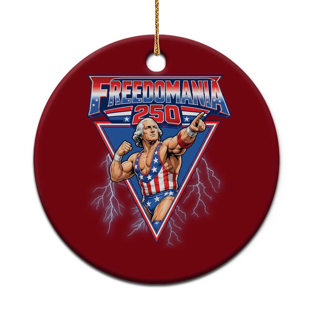 Freedomania 250 George Washington Wrestler Graphic Ceramic Ornament Funny Muscular President Lightning 1776 to 2026 Semiquincentennial