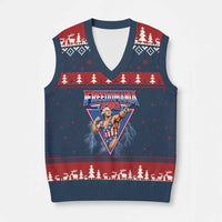 Freedomania 250 George Washington Wrestler Graphic V-Neck Knit Sweater Vest Funny Muscular President Lightning 1776 to 2026 Semiquincentennial