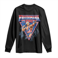 Freedomania 250 George Washington Wrestler Graphic Long Sleeve Shirt Funny Muscular President Lightning 1776 to 2026 Semiquincentennial
