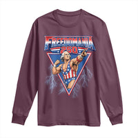 Freedomania 250 George Washington Wrestler Graphic Long Sleeve Shirt Funny Muscular President Lightning 1776 to 2026 Semiquincentennial