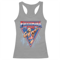 Freedomania 250 George Washington Wrestler Graphic Racerback Tank Top Funny Muscular President Lightning 1776 to 2026 Semiquincentennial