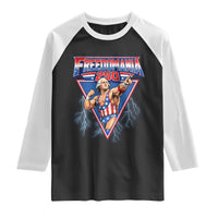Freedomania 250 George Washington Wrestler Graphic Raglan Shirt Funny Muscular President Lightning 1776 to 2026 Semiquincentennial