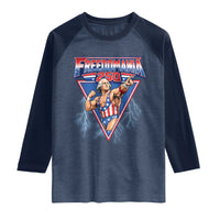 Freedomania 250 George Washington Wrestler Graphic Raglan Shirt Funny Muscular President Lightning 1776 to 2026 Semiquincentennial