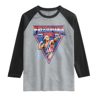 Freedomania 250 George Washington Wrestler Graphic Raglan Shirt Funny Muscular President Lightning 1776 to 2026 Semiquincentennial