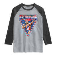 Freedomania 250 George Washington Wrestler Graphic Raglan Shirt Funny Muscular President Lightning 1776 to 2026 Semiquincentennial