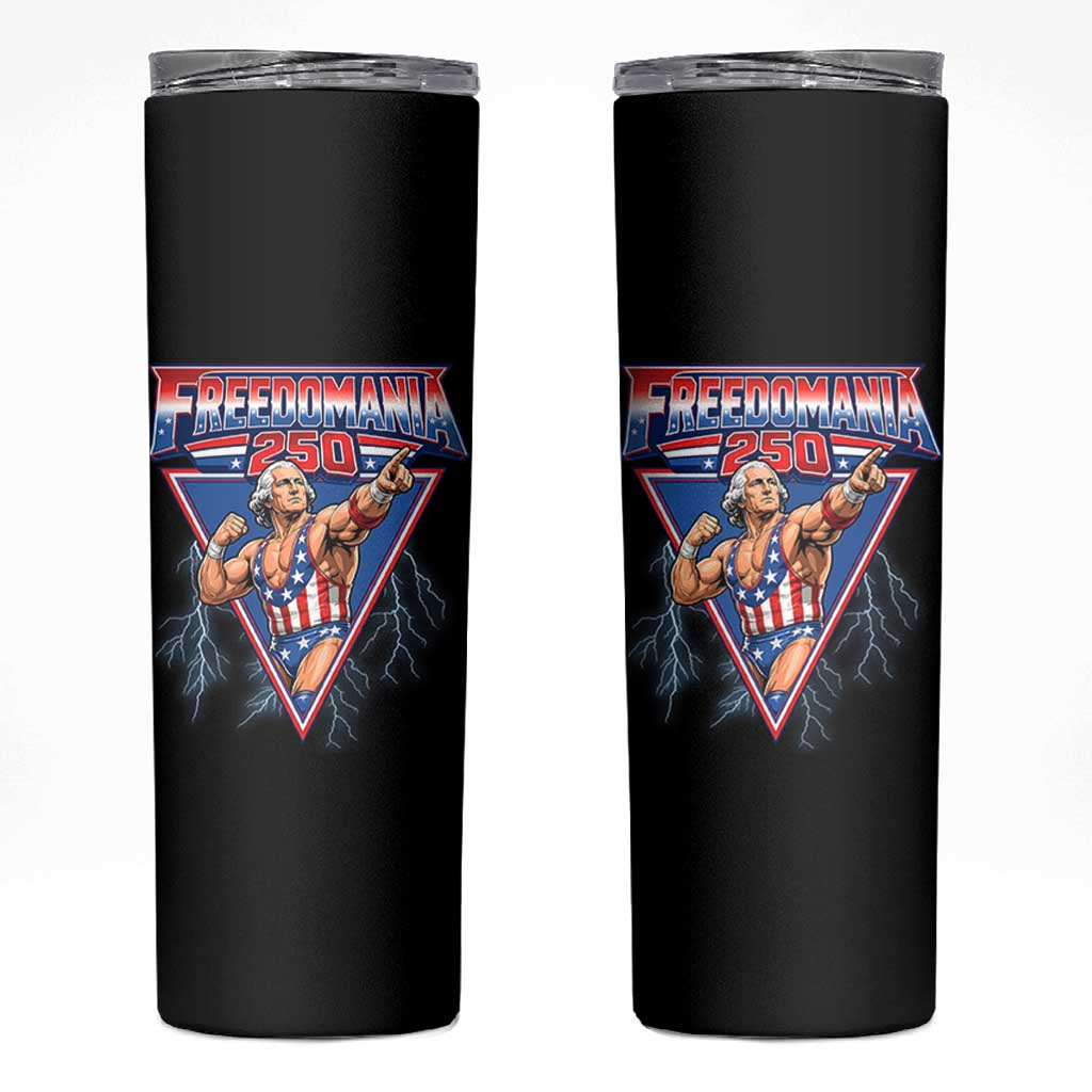 Freedomania 250 George Washington Wrestler Graphic Skinny Tumbler Funny Muscular President Lightning 1776 to 2026 Semiquincentennial