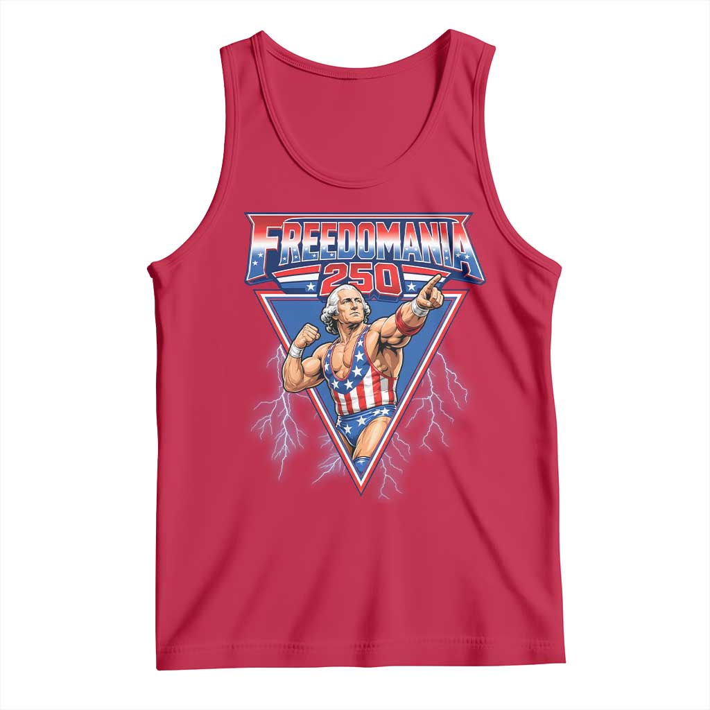 Freedomania 250 George Washington Wrestler Graphic Tank Top Funny Muscular President Lightning 1776 to 2026 Semiquincentennial