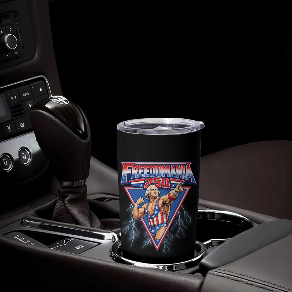 Freedomania 250 George Washington Wrestler Graphic Tumbler Cup Funny Muscular President Lightning 1776 to 2026 Semiquincentennial
