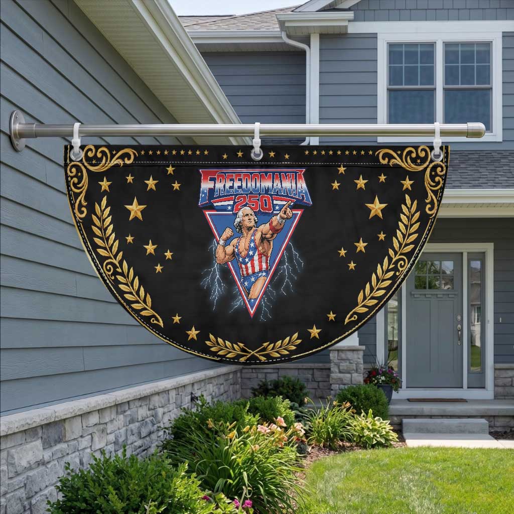 Freedomania 250 George Washington Wrestler Graphic Patriotic Fan Flag Funny Muscular President Lightning 1776 to 2026 Semiquincentennial