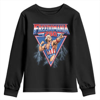 Freedomania 250 George Washington Wrestler Graphic Youth Sweatshirt Funny Muscular President Lightning 1776 to 2026 Semiquincentennial
