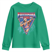 Freedomania 250 George Washington Wrestler Graphic Youth Sweatshirt Funny Muscular President Lightning 1776 to 2026 Semiquincentennial