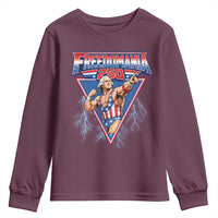 Freedomania 250 George Washington Wrestler Graphic Youth Sweatshirt Funny Muscular President Lightning 1776 to 2026 Semiquincentennial