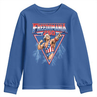 Freedomania 250 George Washington Wrestler Graphic Youth Sweatshirt Funny Muscular President Lightning 1776 to 2026 Semiquincentennial