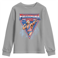 Freedomania 250 George Washington Wrestler Graphic Youth Sweatshirt Funny Muscular President Lightning 1776 to 2026 Semiquincentennial
