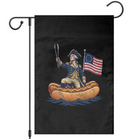 George Washington Crossing The Delaware on Hot Dog Boat Garden Flag Funny BBQ Party 4th of July Graphic