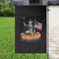 George Washington Crossing The Delaware on Hot Dog Boat Garden Flag Funny BBQ Party 4th of July Graphic