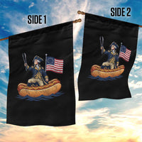 George Washington Crossing The Delaware on Hot Dog Boat Garden Flag Funny BBQ Party 4th of July Graphic