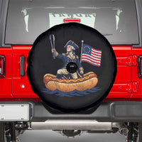 George Washington Crossing The Delaware on Hot Dog Boat Spare Tire Cover Funny BBQ Party 4th of July Graphic