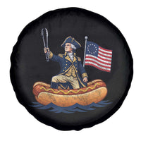 George Washington Crossing The Delaware on Hot Dog Boat Spare Tire Cover Funny BBQ Party 4th of July Graphic