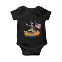 George Washington Crossing The Delaware on Hot Dog Boat Baby Onesie Funny BBQ Party 4th of July Graphic