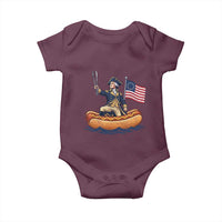 George Washington Crossing The Delaware on Hot Dog Boat Baby Onesie Funny BBQ Party 4th of July Graphic