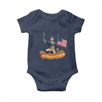George Washington Crossing The Delaware on Hot Dog Boat Baby Onesie Funny BBQ Party 4th of July Graphic