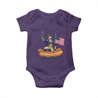 George Washington Crossing The Delaware on Hot Dog Boat Baby Onesie Funny BBQ Party 4th of July Graphic