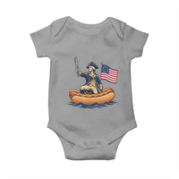 George Washington Crossing The Delaware on Hot Dog Boat Baby Onesie Funny BBQ Party 4th of July Graphic