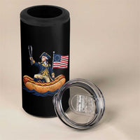 George Washington Crossing The Delaware on Hot Dog Boat 4 in 1 Can Cooler Tumbler Funny BBQ Party 4th of July Graphic