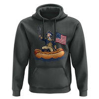 George Washington Crossing The Delaware on Hot Dog Boat Hoodie Funny BBQ Party 4th of July Graphic
