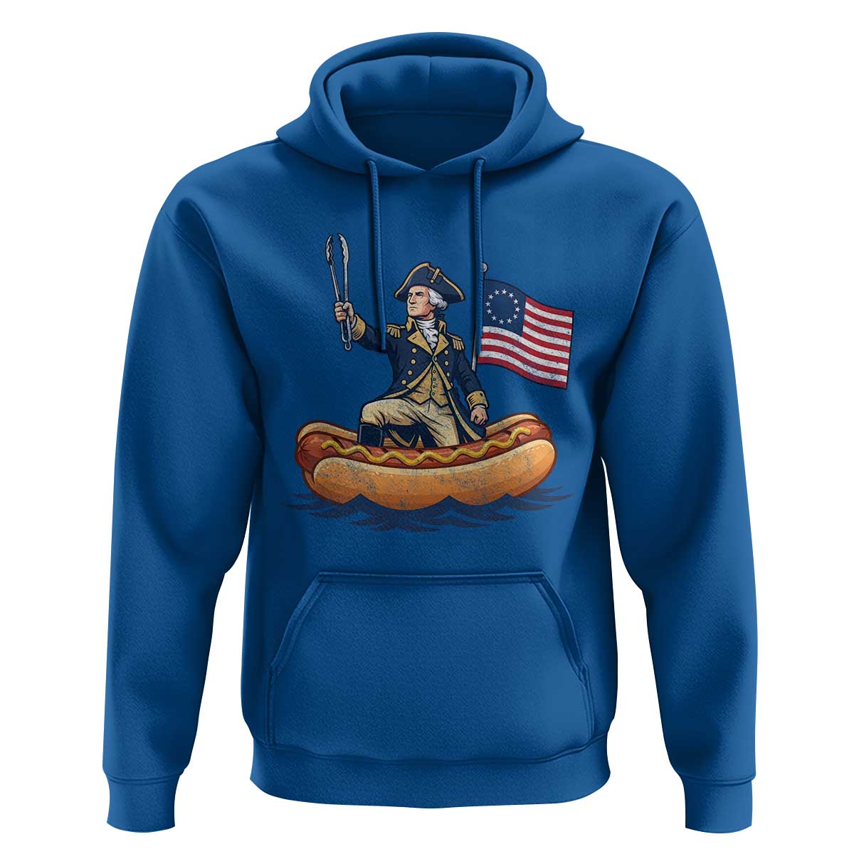 George Washington Crossing The Delaware on Hot Dog Boat Hoodie Funny BBQ Party 4th of July Graphic