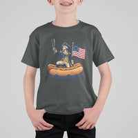 George Washington Crossing The Delaware on Hot Dog Boat T Shirt For Kid Funny BBQ Party 4th of July Graphic