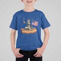 George Washington Crossing The Delaware on Hot Dog Boat T Shirt For Kid Funny BBQ Party 4th of July Graphic