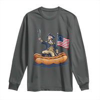 George Washington Crossing The Delaware on Hot Dog Boat Long Sleeve Shirt Funny BBQ Party 4th of July Graphic