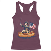 George Washington Crossing The Delaware on Hot Dog Boat Racerback Tank Top Funny BBQ Party 4th of July Graphic