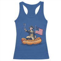 George Washington Crossing The Delaware on Hot Dog Boat Racerback Tank Top Funny BBQ Party 4th of July Graphic